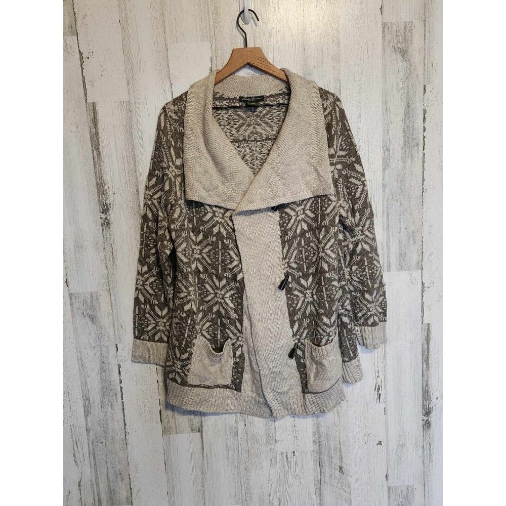 Eddie Bauer Cardigan Cowl Neck Snowflake Size XXL